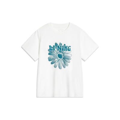Sports Lifestyle Series Letter Print Sweat-Absorbing Loose Short Sleeve Drop Shoulder T-Shirt Women Tops Off-White AHSU354-2