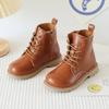Kids Boys Boots Fashion Color PU Leather Shoes Autumn Winter For Children Boots Black Brown