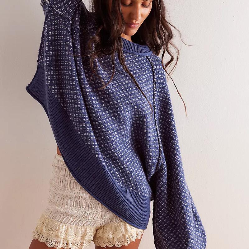 Spring New Women's Long-Sleeve Jacquard Pullover Sweater Jacket