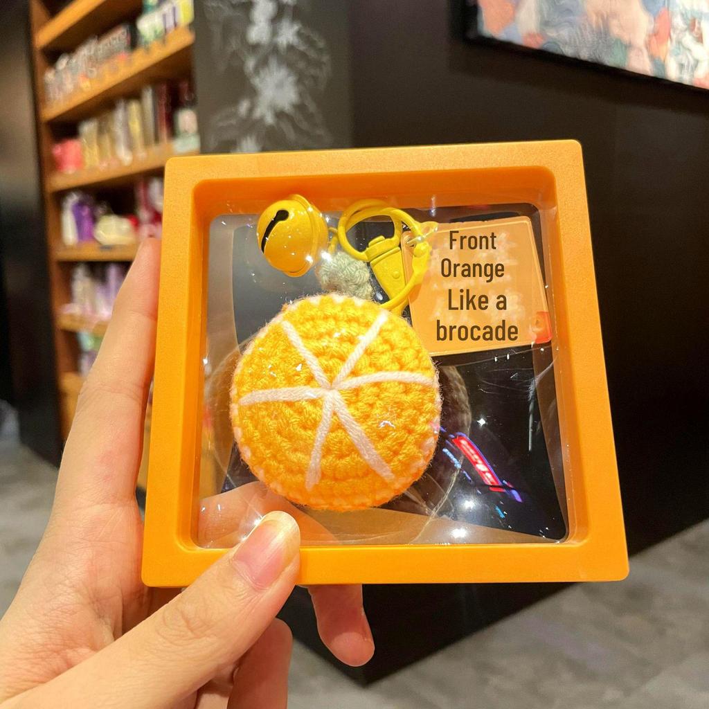 Hand-Woven Wool Crochet Persimmon Peanut Keychain Pendant