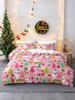 3pcs/set Christmas Reindeer Snowman Bedding Set Includes 1 Duvet Cover And 2 Pillowcases Soft And Skin-Friendly