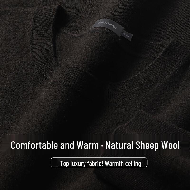 SHANSHAN Men's Wool-Blend Long Sleeve Crew Neck Knit Sweater