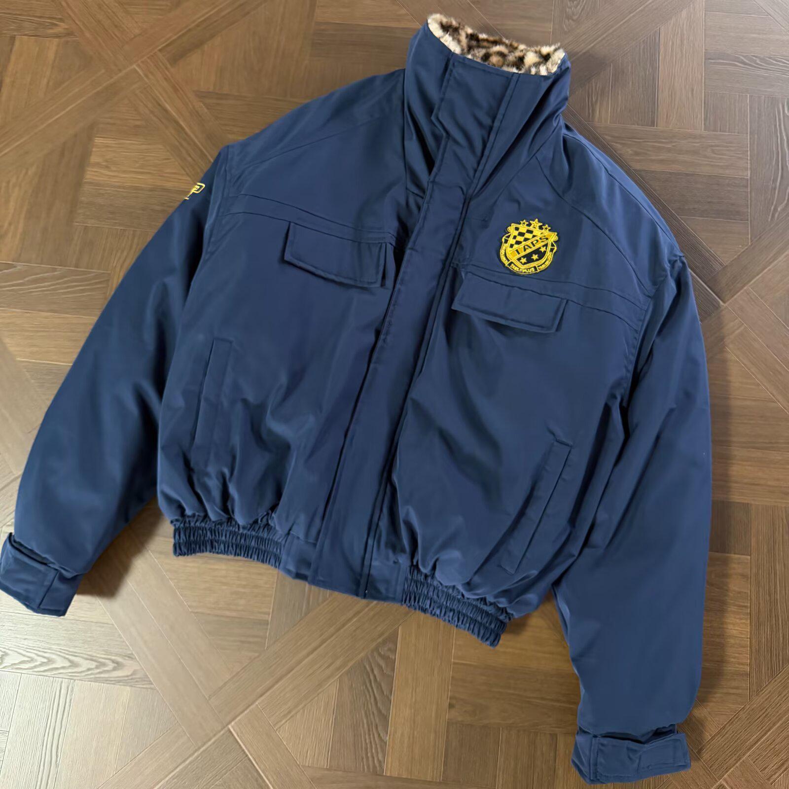 2025 Winter Oversized Leopard Print Fleece-Lined Jacket with Fur Collar L