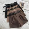 Casual Comfortable Elegant Shorts with Belt Women's Slim Wide Leg A-line Shorts