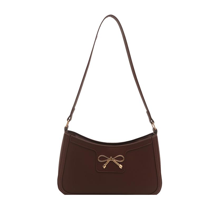 2025 autumn new popular bow solid color large capacity fashion texture simple crossbody armpit women's bag