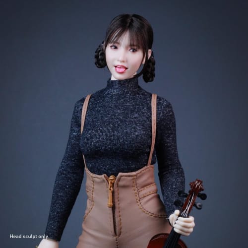 HiPlay Z6TOYS 1/6 Asian Female Head Sculpt with Movable Eyes (ZC017A) for Dolls, Hair Rooted, Pre-painted