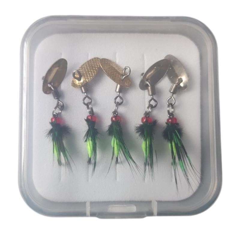 5Pcs Fly Fishing Swimbait Rotating Sequins Lures Insect Flies Fly Fishing Lures with Fish Hook Fishing Accessories