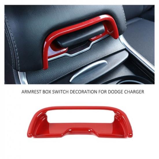 For Dodge Charger & 300C 11+ Red Armrest Box Switch Knob Trim Cover Frame Decor