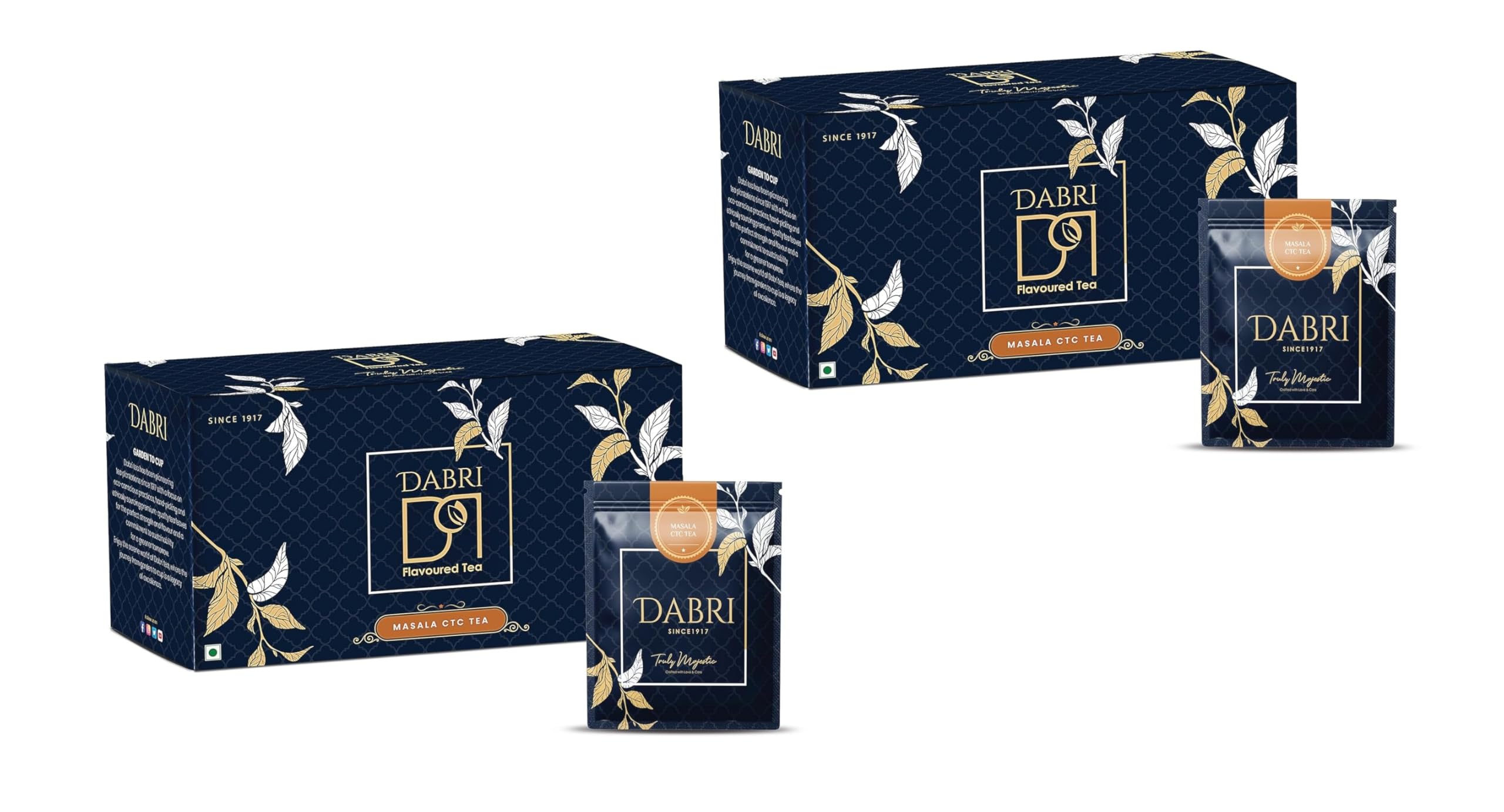 

Dabri Masala Tea Premium 50 Double Chamber Dip Tea Bags|Pack of 2 x 25 Bags|Kadak Masala Chai Patti Powder with Natural Spices|Rich Aromati