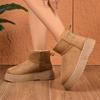 Fashion Warm Plush Brown Non Slip Snow Boots with Platform Women 2025 Winter Soft Thick Bottom Ankle Boots Fluffy Fur Woman's Shoes