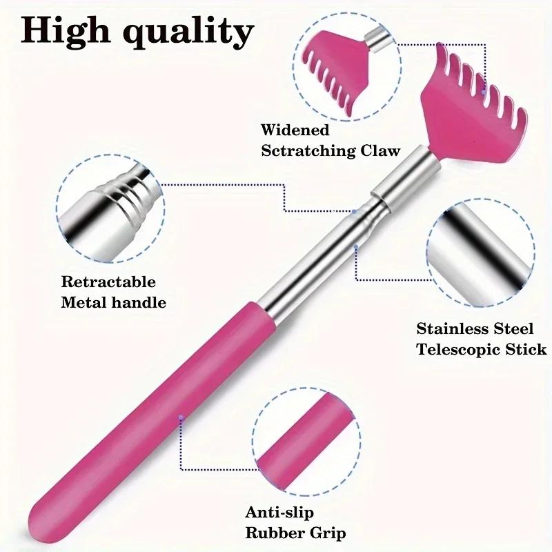 1 Pack Portable Extendable Back Scratcher Stainless Steel Telescoping Back Scratcher for Both Human and Pets for Mother's Day