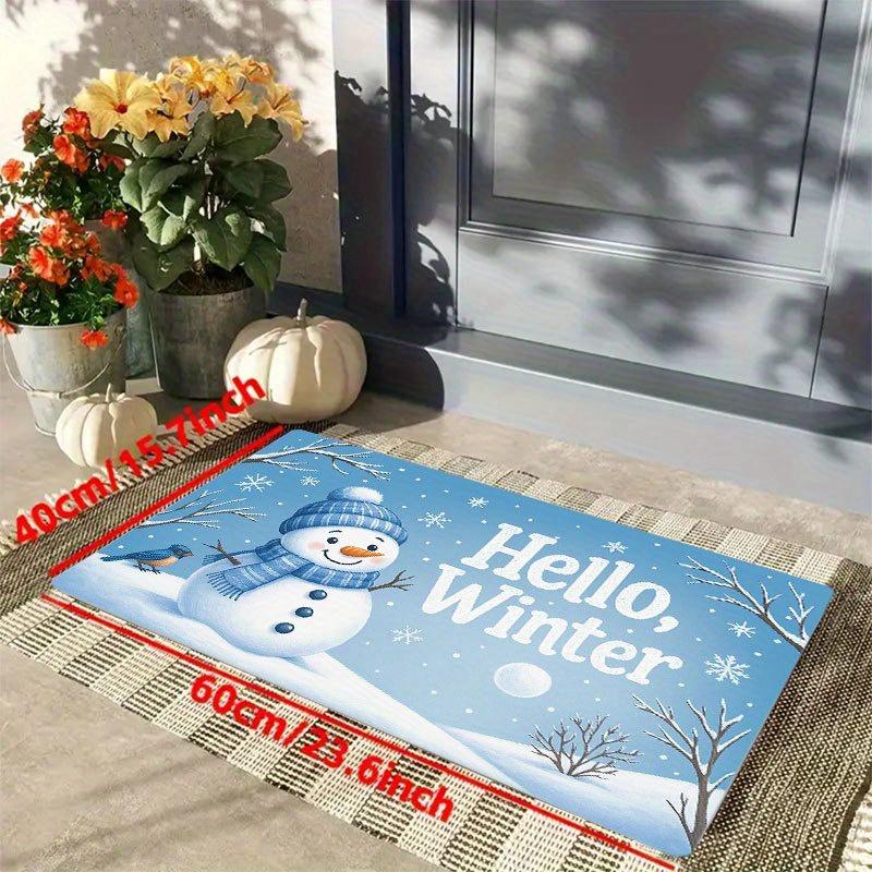 1Pcs Anti Fatigue Kitchen Rugsinter Snowman Print Waterproof Non-Slip Thick Cushioned Kitchen Mat Heavy Duty Comfort Standing Mat for Kitchen