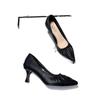Korean Version of the New Gentle Fairy Wind Pleated Shoes Pointed Head Shallow Mouth Thin Heel Single Shoes Women's Versatile Soft Leather High Heels