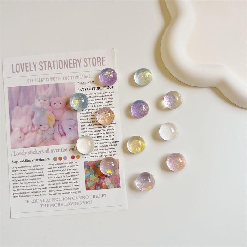 5/10pcs Cute Glitter Round Fridge Magnets Shiny Transparent Magnetic Stickers for Refrigerator Kitchen Home Decoration
