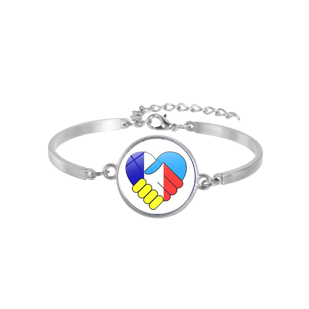 Ukraine Trident Blue Yellow Alloy Bracelet, National Style Memorial Jewelry