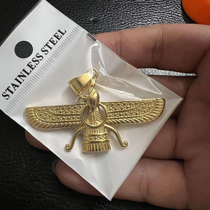 Retro Punk Stainless Steel Polished Persian Zoroastrian Pendant Jewelry