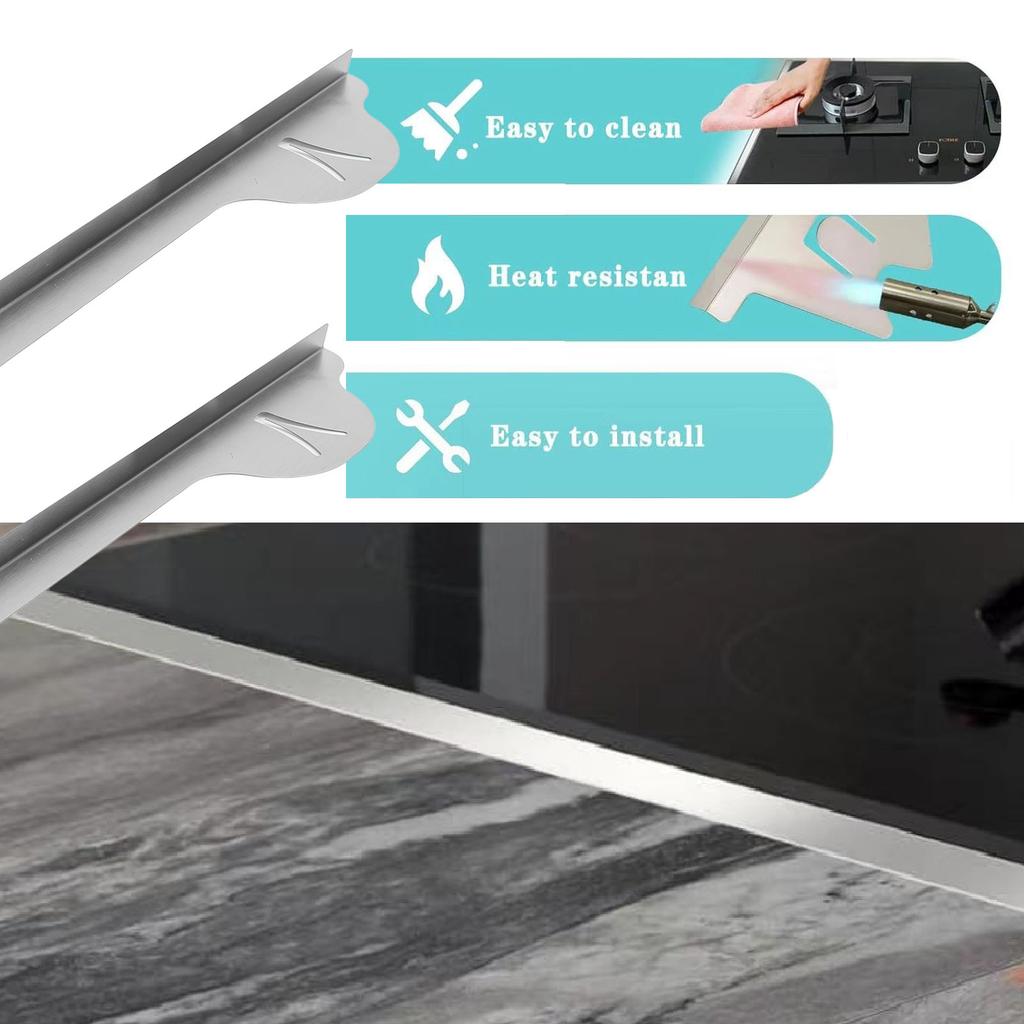 2PCS Stainless Steel Stove Counter Gaps Cover Heat Resistant Stove Gaps Guards Range Trim Kit for Kitchen Silver