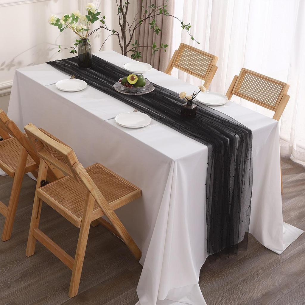 Elegant Pearls Decorated Tablecloth In Various Sizes Breathable Organza Materials For Banquets Event And Home Setting