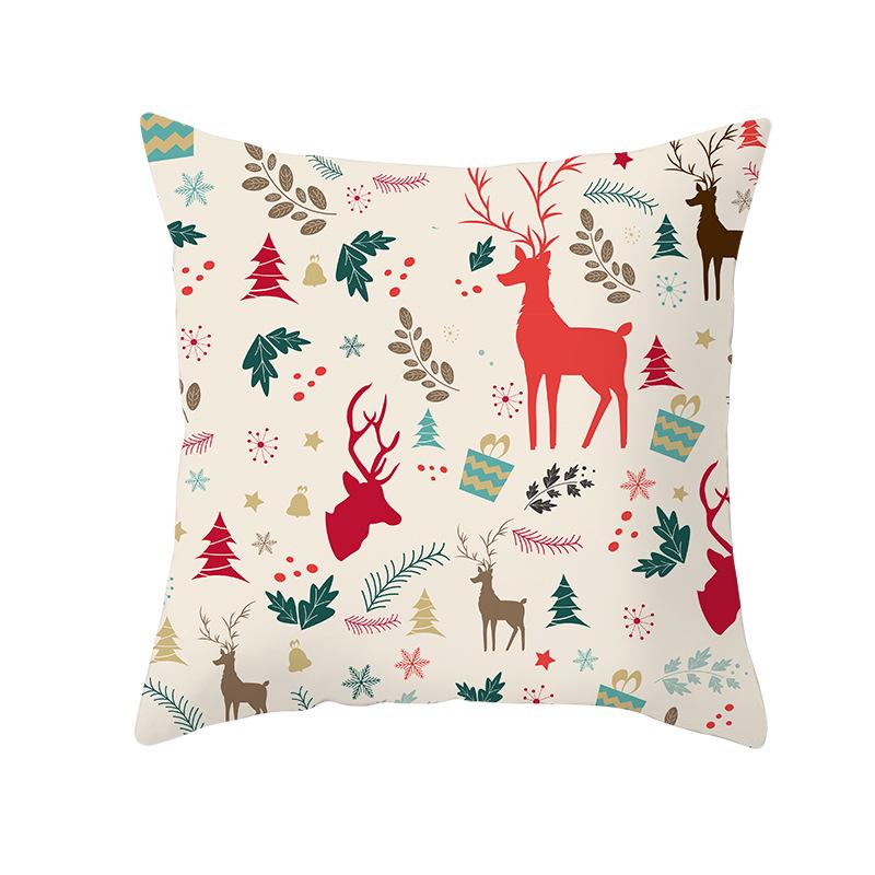 Cartoon Printed Peach Skin Christmas Pillow Cover New Sofa Cushion Cover Home Home Decoration