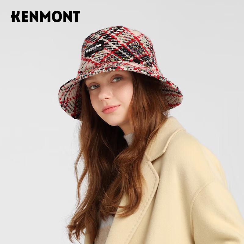 Женская теплая твидовая клетчатая шляпа-ведро из смесовой шерсти Kamon 57.5cm