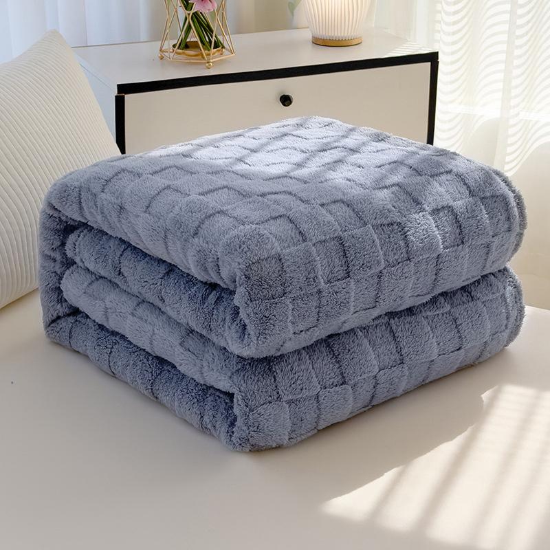 Waffle Plush Multifunctional Blanket Plaid Soft Warm Throw Blanket 3D Checkered Striped Lightweight Blanket All Seasons