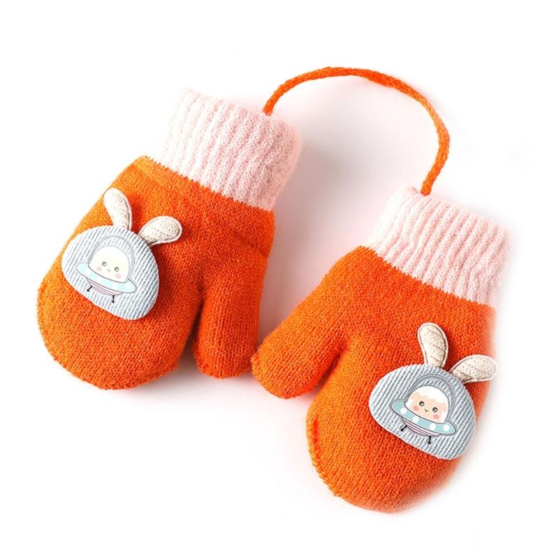 Children Gloves in Autumn and Winter Double-layer Plus Velvet Thickening Warm Cute Gloves for 0-3 Years Old Toddlers