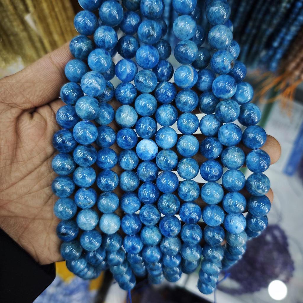 7A Blue Apatite Round Loose Beads for DIY Jewelry & Bracelet Making