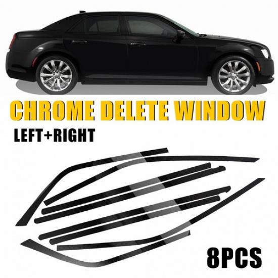 8X Fit 2011-23 Chrysler 300 Side Window Chrome Delete Decal Blackout Film Trim A