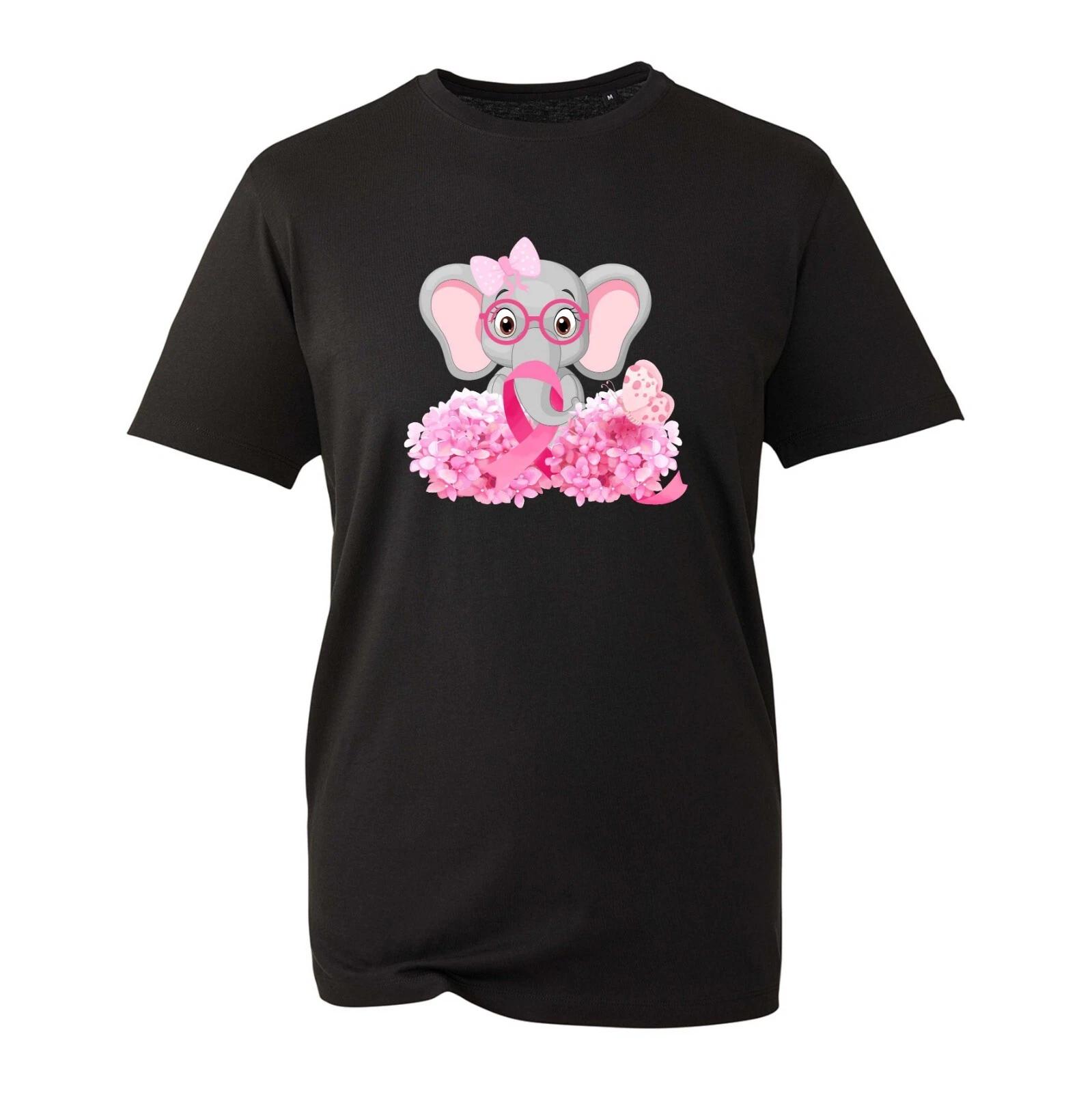 Breast Cancer Elephant T-Shirt, Breast Cancer Awareness Pink Ribbon Unisex Top L