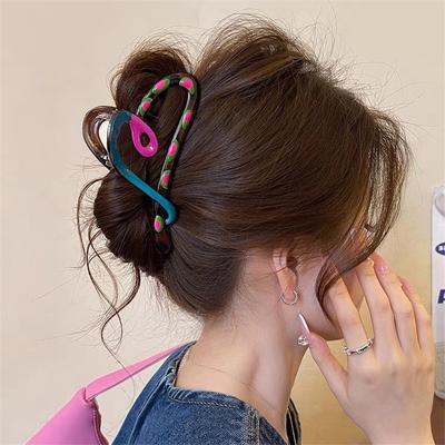 Design Sense Contrasting Color Grab Clip Women's New High-end Shark Clip Large Hair Volume Large Back Head Hair Clip Headwear
