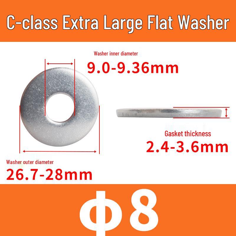 316 Stainless Steel Extra Large Waterproof Flat Washer - Rustproof GB5287 White Metal Round Gasket