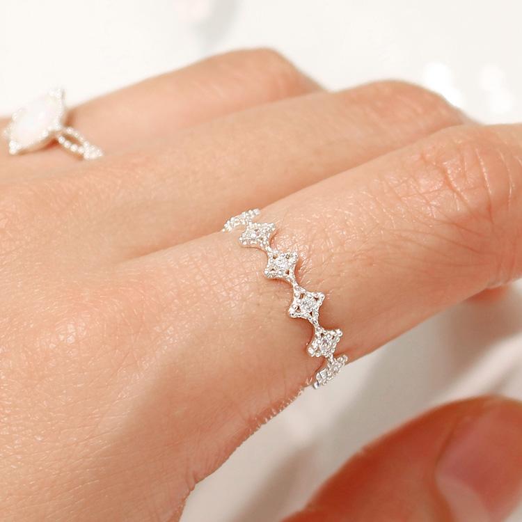 47Bag 925 Silver Layered Cubic Ring Sierra