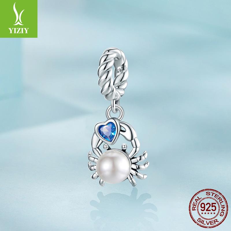 

Подвеска Краб с жемчугом Серебро S925 Источник с бусинами Фабрика Универсальный Простой DIY Аксессуары для браслета с бусинами