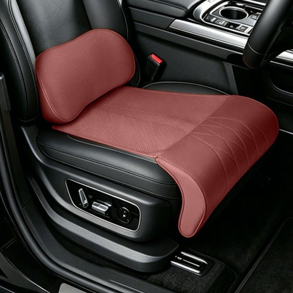 Leather Integrated Lumbar Leg Support Mat Memory Foam Extended Seat Cushion  Vehicle Universal