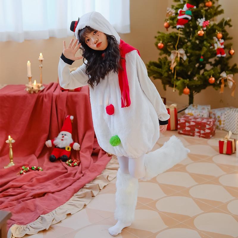 Girls Christmas Children's Costume Christmas Snowman Costume Snow Doll Snowball Baby Costume