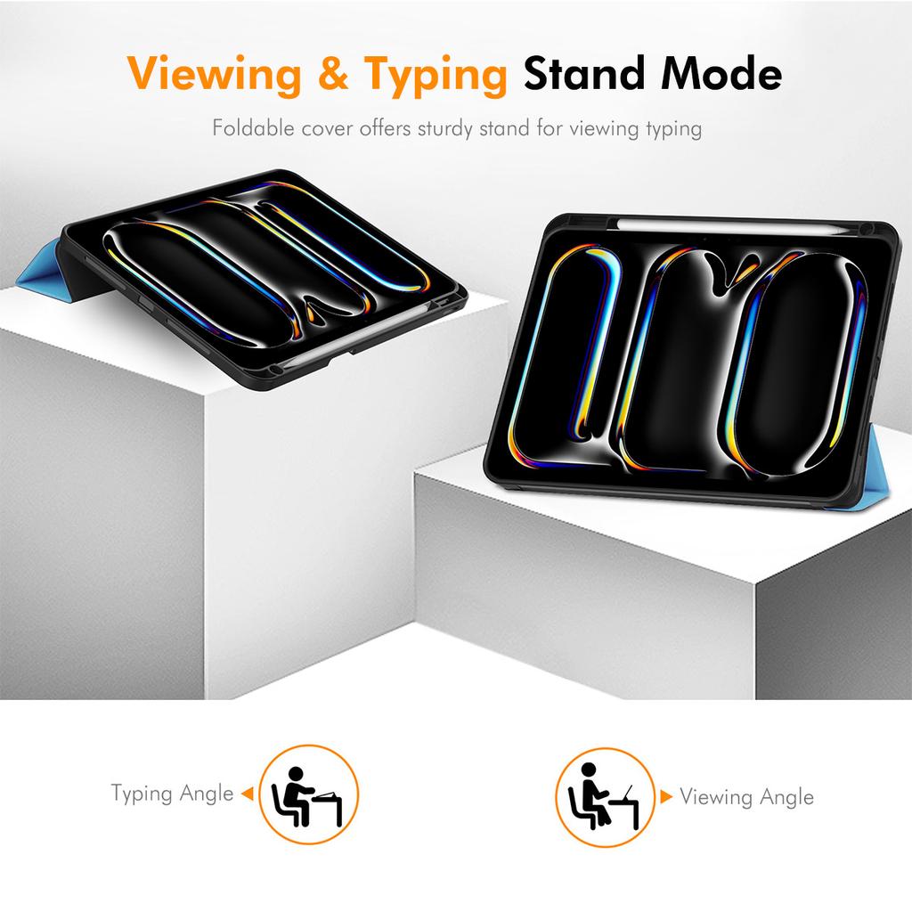 ENKAY HAT PRINCE For iPad Pro 11 (2024) Tri-Fold Stand Tablet Case PU Leather+TPU Smart Cover with Pencil Holder