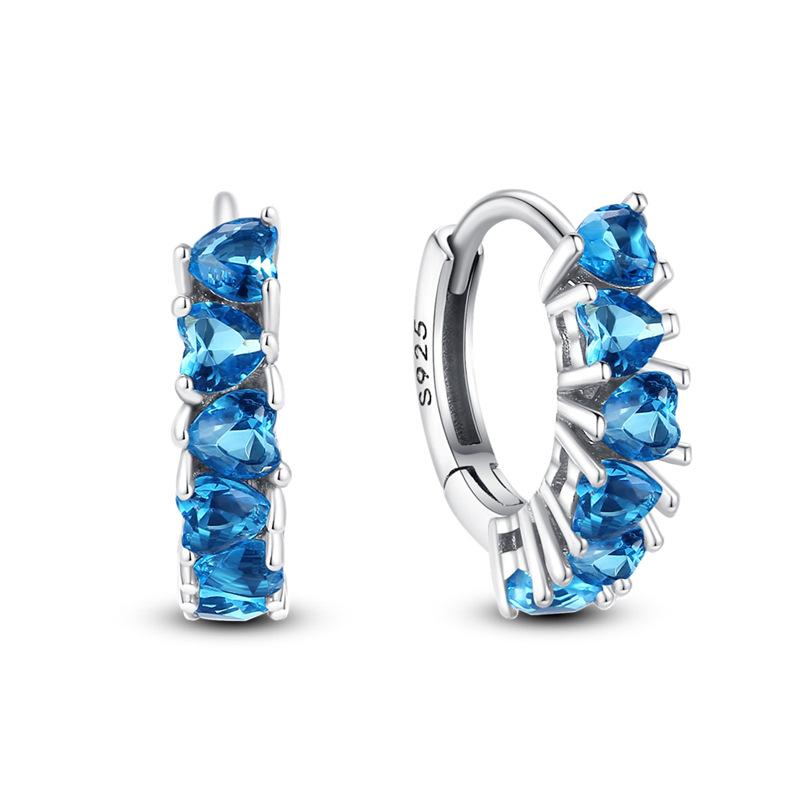 Generation S9 Sterling Silver Earrings Premium Light Luxury Simple Green Blue Stone Earrings Style