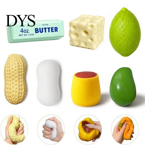Crunchy Stress Relief Toy 3/4/5/6Pcs/Set Toy, Mango Butter Stick Peanut Pudding Fruit Soap Squeeze Fidget Anxiety Reduction Sensory Ball Adults Toys