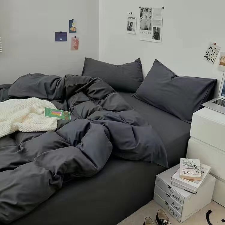 Sanfte Morandi-Farbverlaufs-Waschbaumwoll-Bettlaken-Vierteiliges Set Unifarbener Bettbezug Dreiteiliges Set Bettbezug