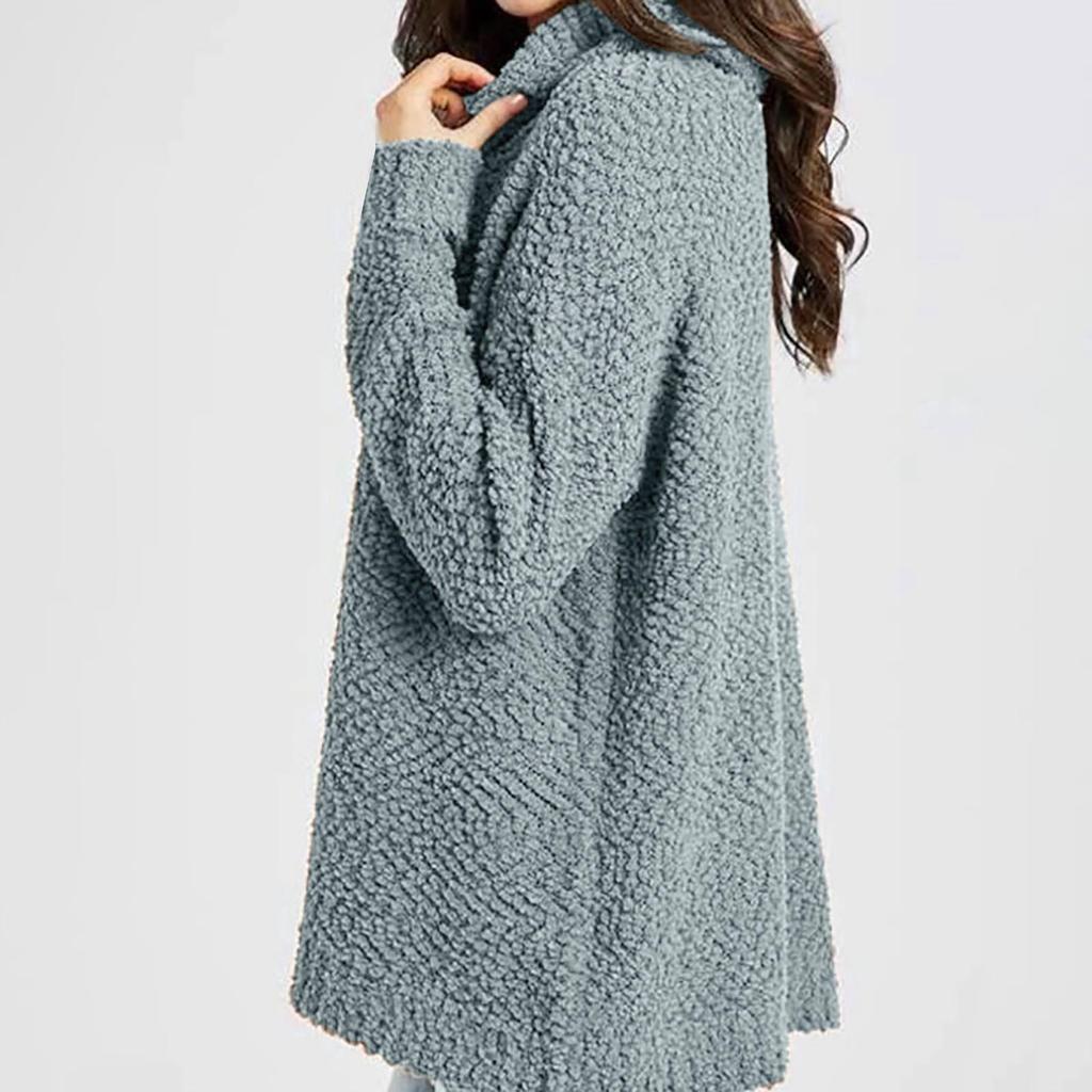 Women's Winter Solid Color Fashion Long Sleeve Scarf Collar Casual Warm Top