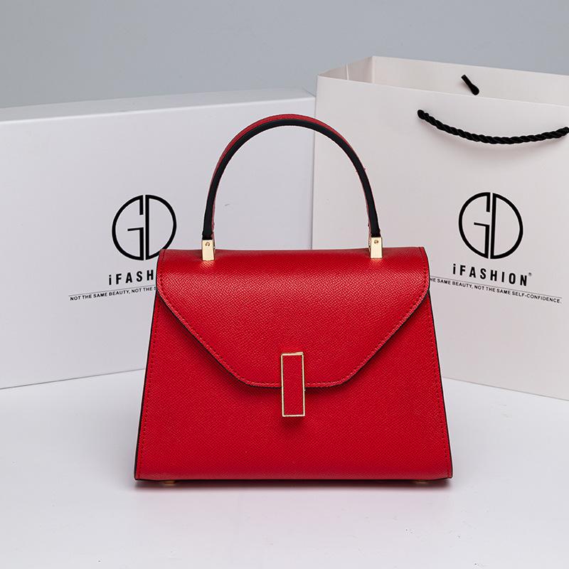 Lychee Print Handbag Niche Design Fashion Simple Locking Hand Bill Shoulder Oblique Span Female Large Capacity