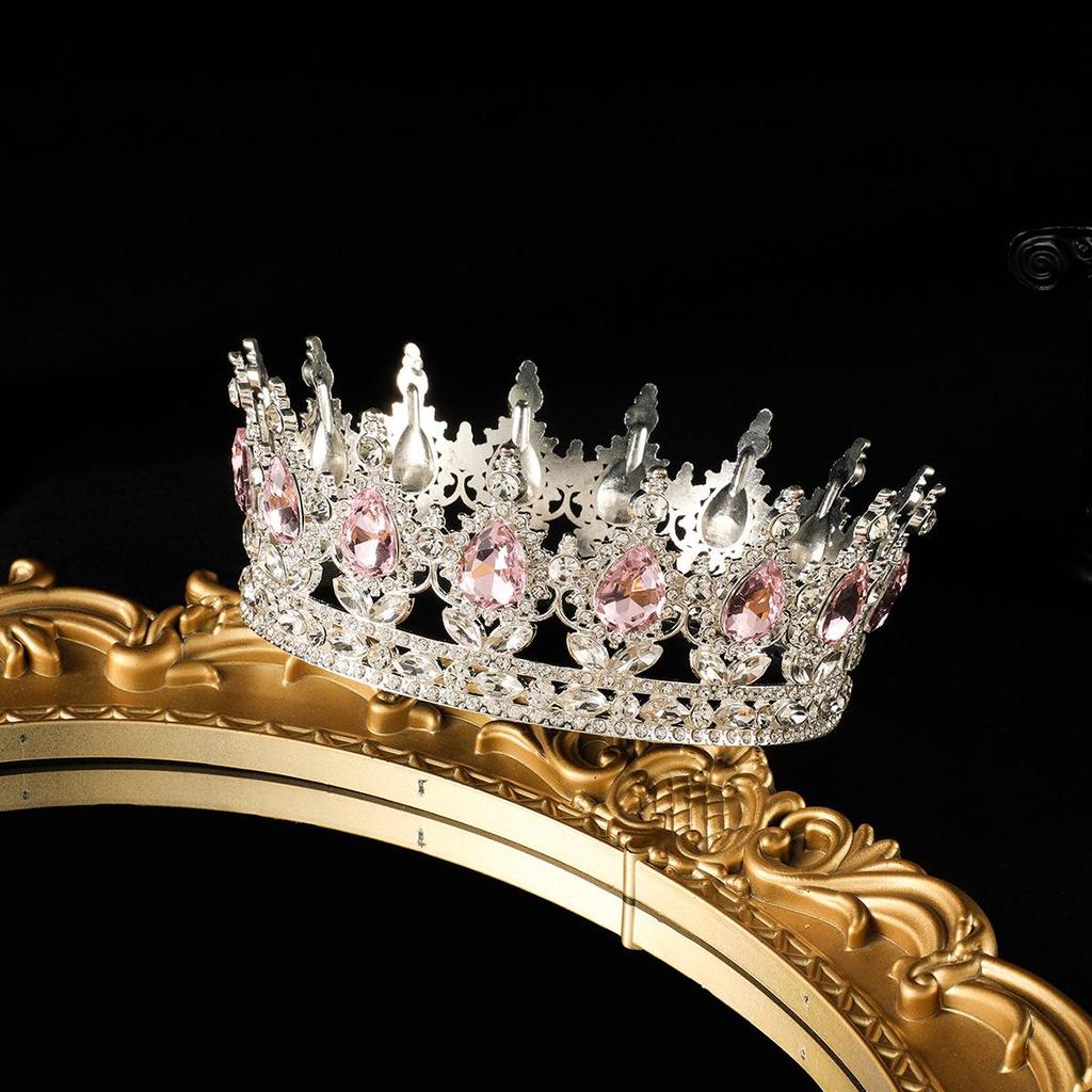 European-American Queen Crystal Alloy Round Crown Wedding Headdress