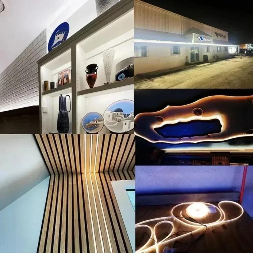 288LEDs/m COB LED Strip 220V Dimmable Power EU Plug 3000k 6000k RA90 Outdoor Garden FOB LED Tape Bedroom Kitchen Lighting