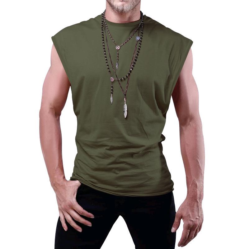 Cross-border 2025 Men's Summer Sleeveless T-shirt - Youth Loose Fit Solid Color Thin Tank Vest