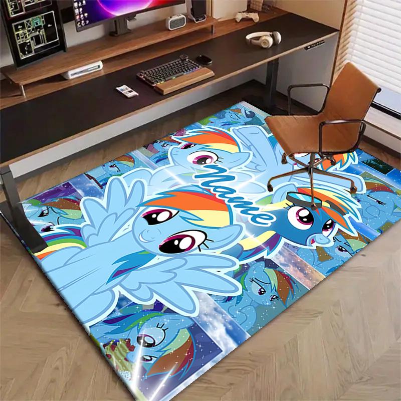 Custom My Little Pony Mat Personalized Name, Polyester Washable Indoor Entryway Rug, Gift for Christmas, Easter, Thanksgiving Day