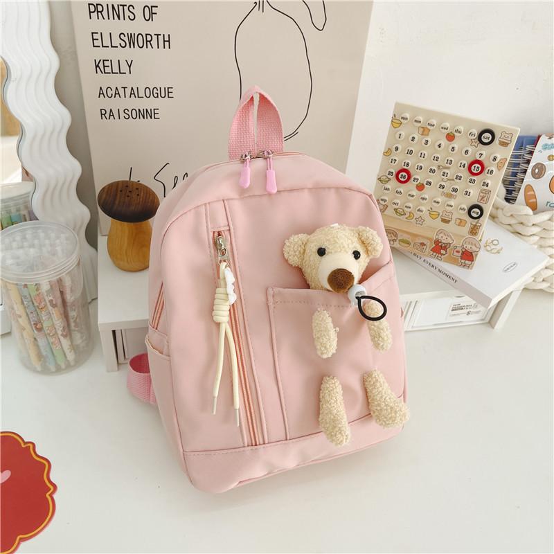 Adorable Cartoon Bear Kids Backpack Cute Nylon Breathable School Bag For Toddlers