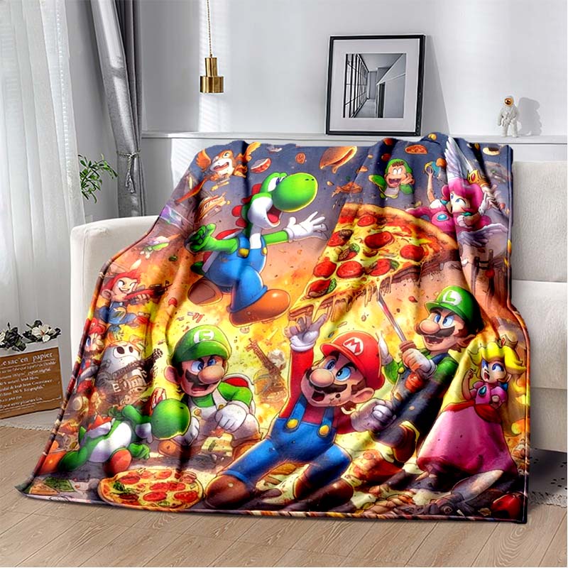 Super Mario game blanket, warm and comfortable flannel blanket, suitable for bedrooms, sofas, beds, chairs