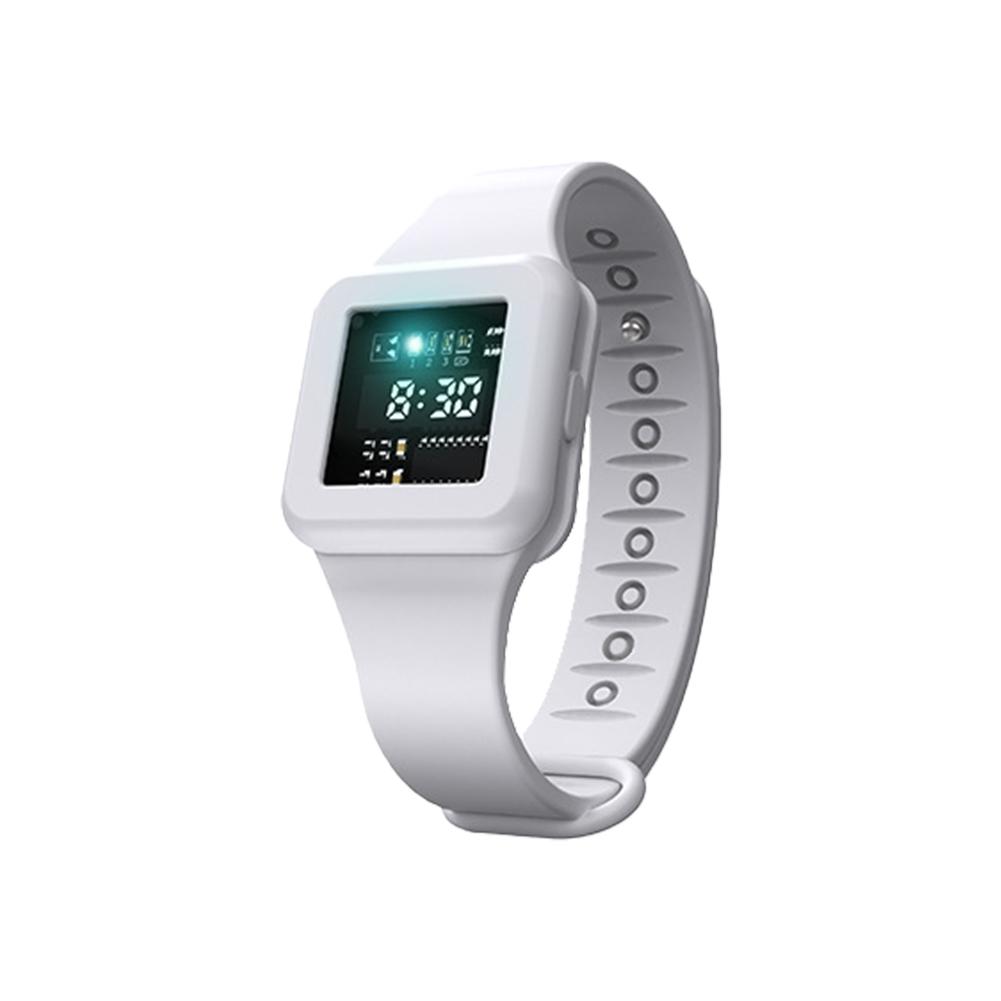 

Портативный ультразвуковой браслет от комаров с дисплеем времени, трехчастотные электронные часы от комаров и насекомых белый