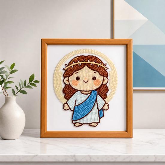 Jesus Faux Pearl Painting Kit, DIY Handmade Jesus Rhinestone Painting Crafts, Beginner Friendly Religious Art Painting for Home Decoration