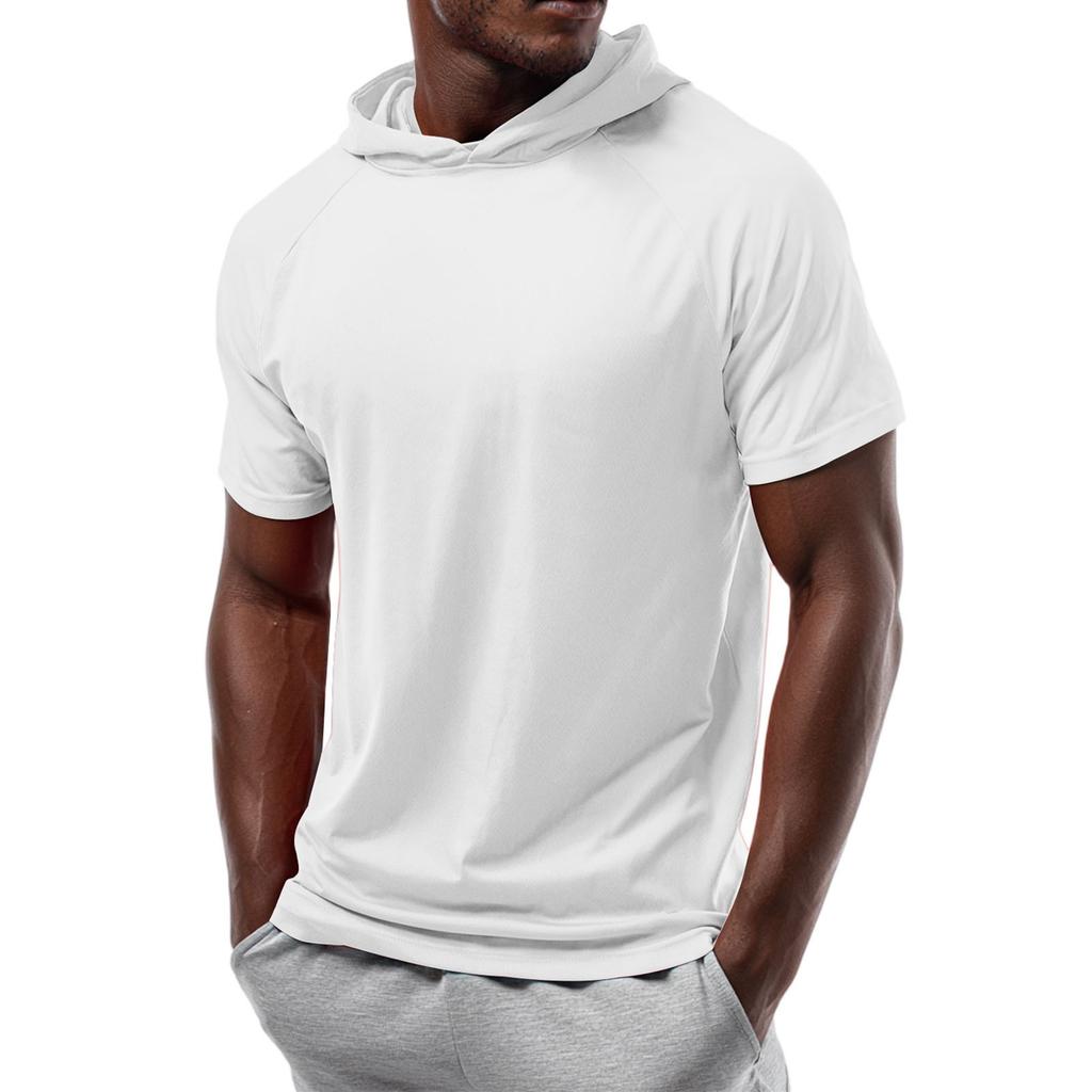 Men's Straight Shoulder Short-sleeved Hoodie T-shirt Sweatshirt